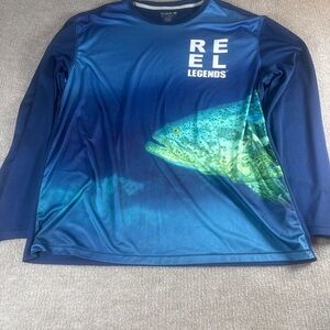 Reel Legends Freeline Performance Fishing Shirt Men’s XL Blue Long Sleeve